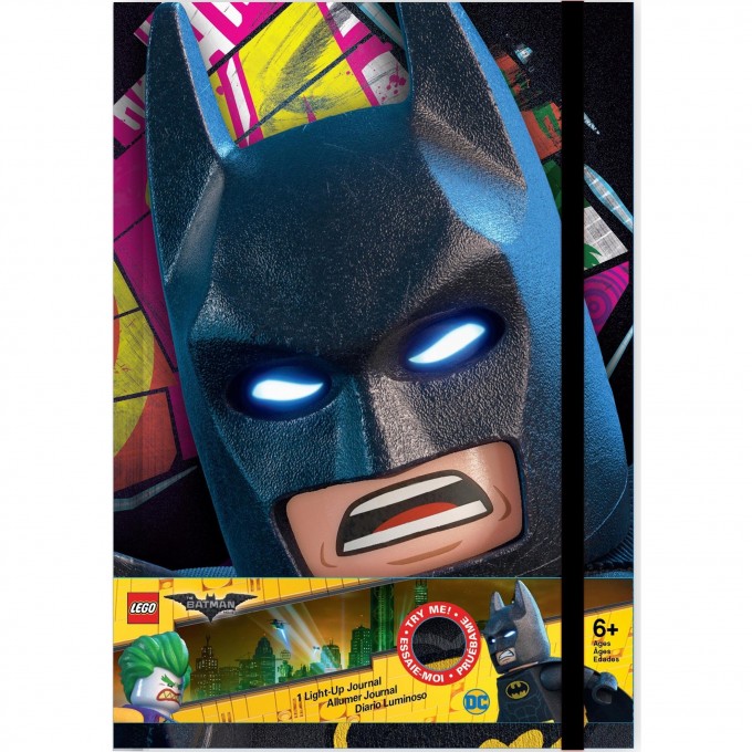 Книга для записей с резинкой LEGO BATMAN MOVIE «БЭТМЕН» с подсветкой, 80 листов в линейку Batman Movie 51736L 331508 Книга для записей с резинкой LEGO BATMAN MOVIE «БЭТМЕН» с подсветкой, 80 листов в линейку Batman Movie 51736L 331508